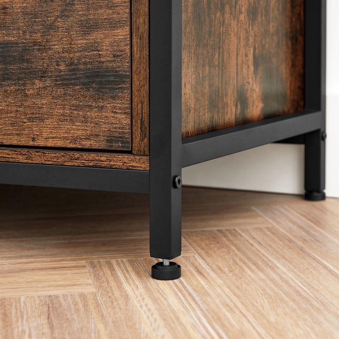 TV-Meubel in Industriële Stijl met 3 Lades – Lage Opbergkast voor Woonkamer en Media-apparatuur