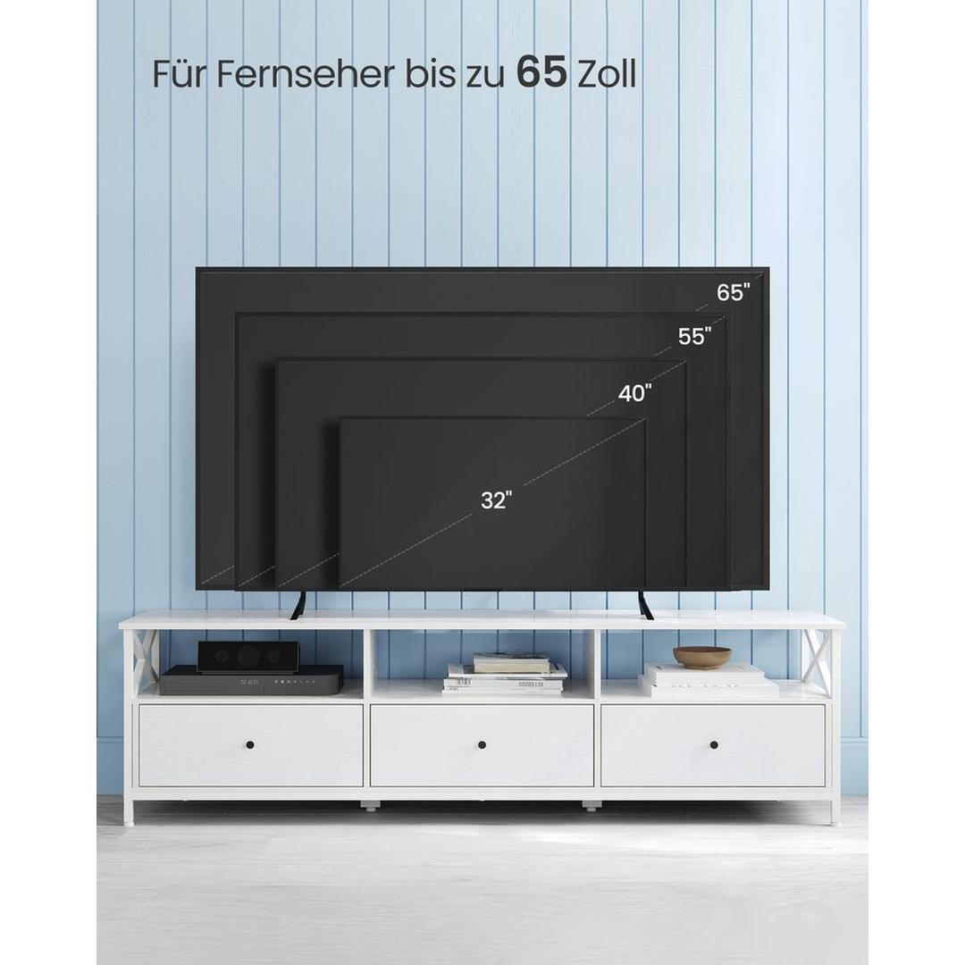 TV-Meubel in Industriële Stijl met 3 Lades – Lage Opbergkast voor Woonkamer en Media-apparatuur