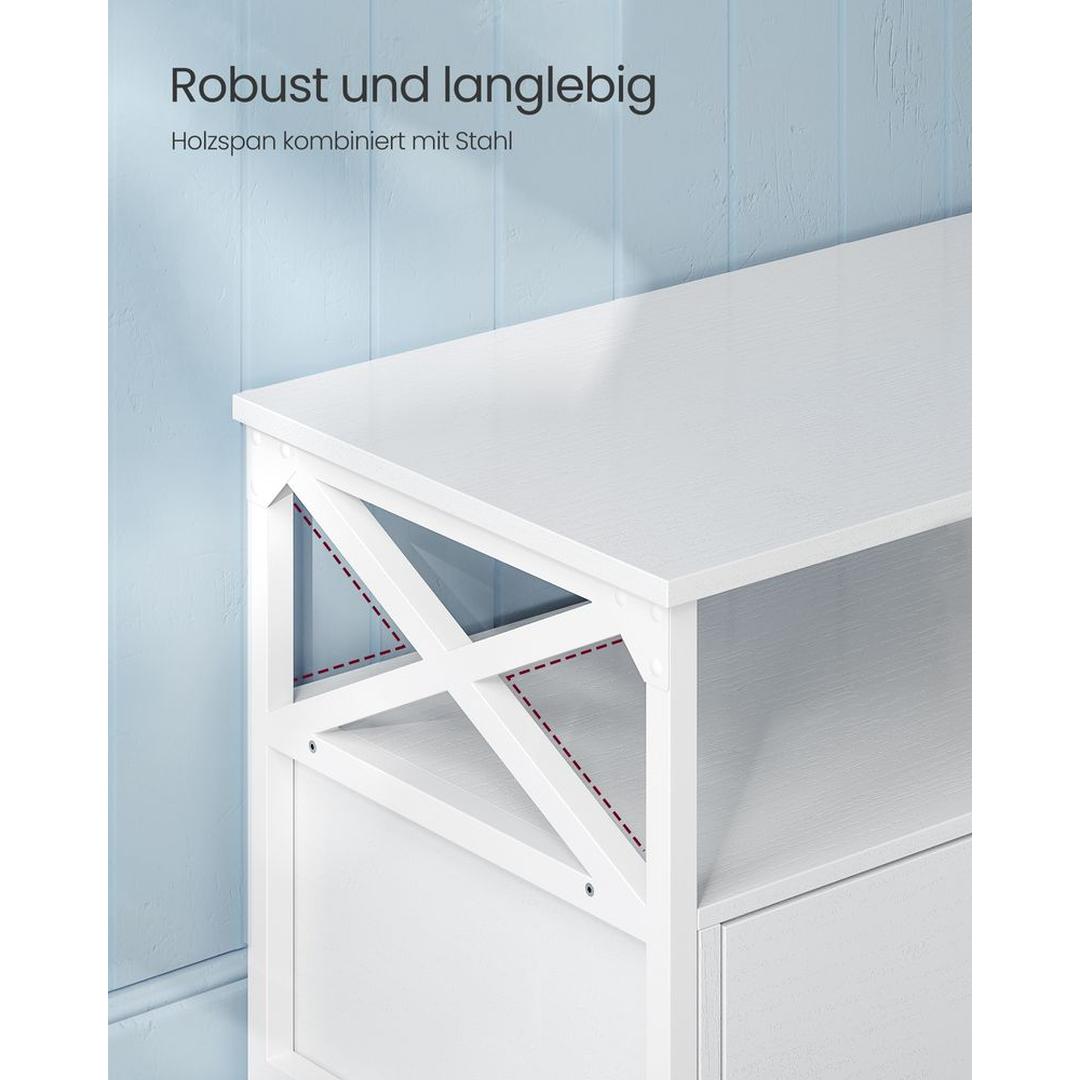 TV-Meubel in Industriële Stijl met 3 Lades – Lage Opbergkast voor Woonkamer en Media-apparatuur