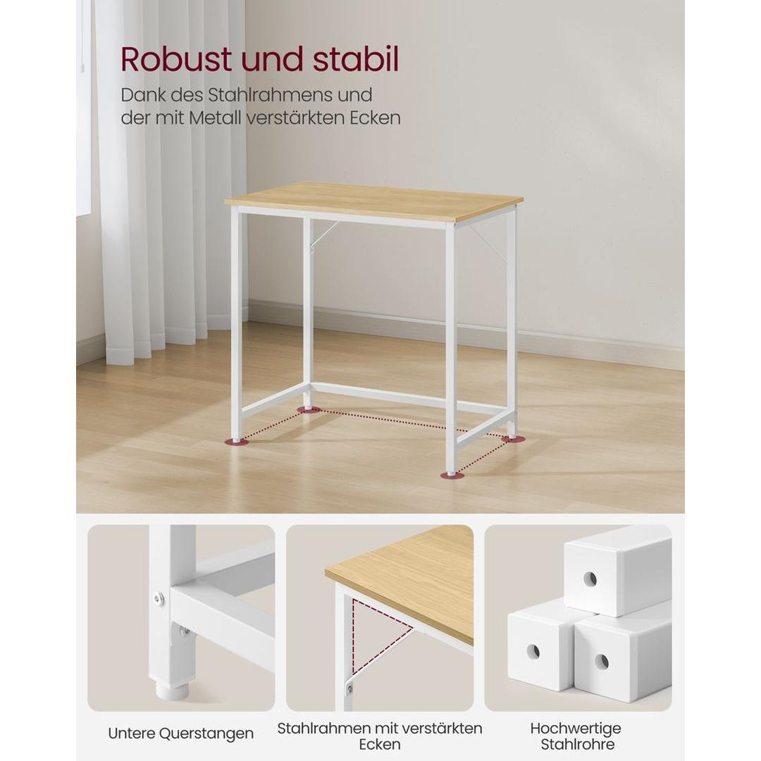 Compact Bureau met Metalen Frame – 50 × 80 × 76 cm – Stevig Werkblad voor Thuiswerk en Studie