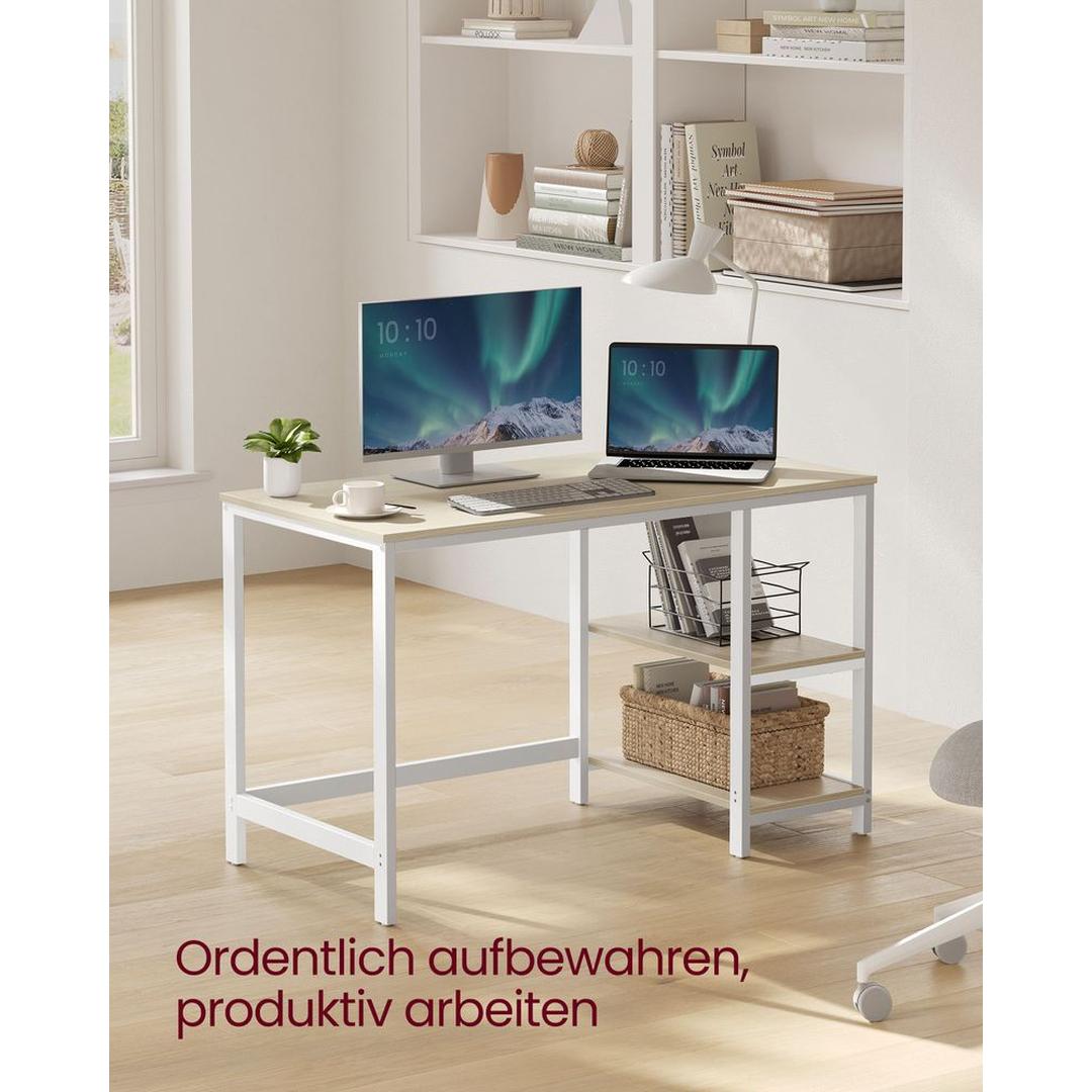 Modern Bureau met 2 Opbergplanken – Strak Werkblad voor Thuiswerk, Studie of Kantoor
