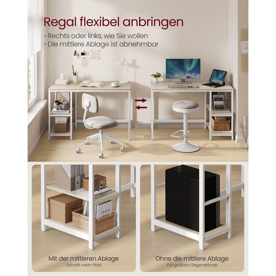 Modern Bureau met 2 Opbergplanken – Strak Werkblad voor Thuiswerk, Studie of Kantoor