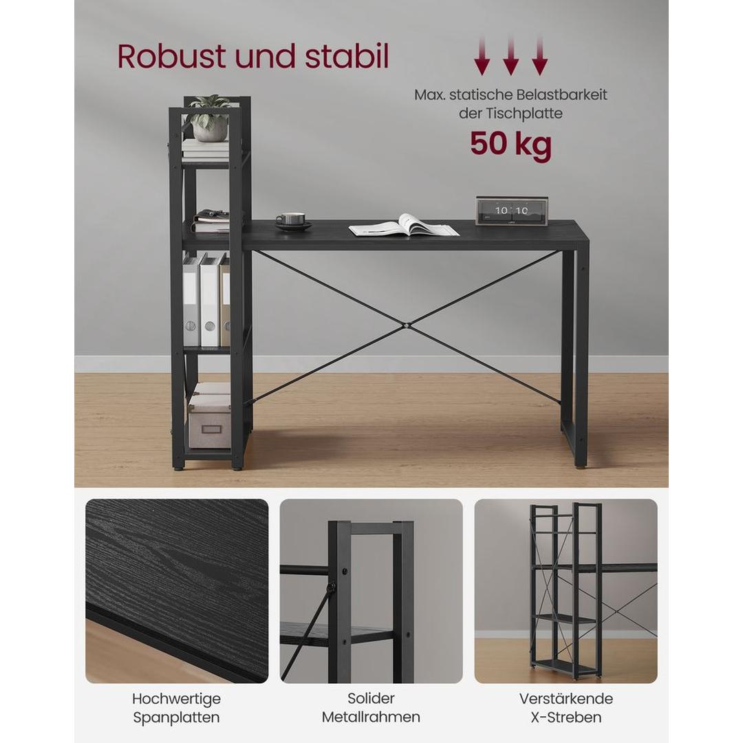 Computertafel met Opbergrek Links of Rechts Monteerbaar – Praktisch Bureau voor Thuiswerk en Studie