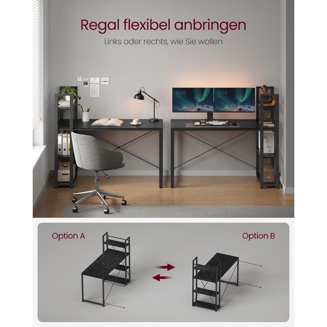 Computertafel met Opbergrek Links of Rechts Monteerbaar – Praktisch Bureau voor Thuiswerk en Studie