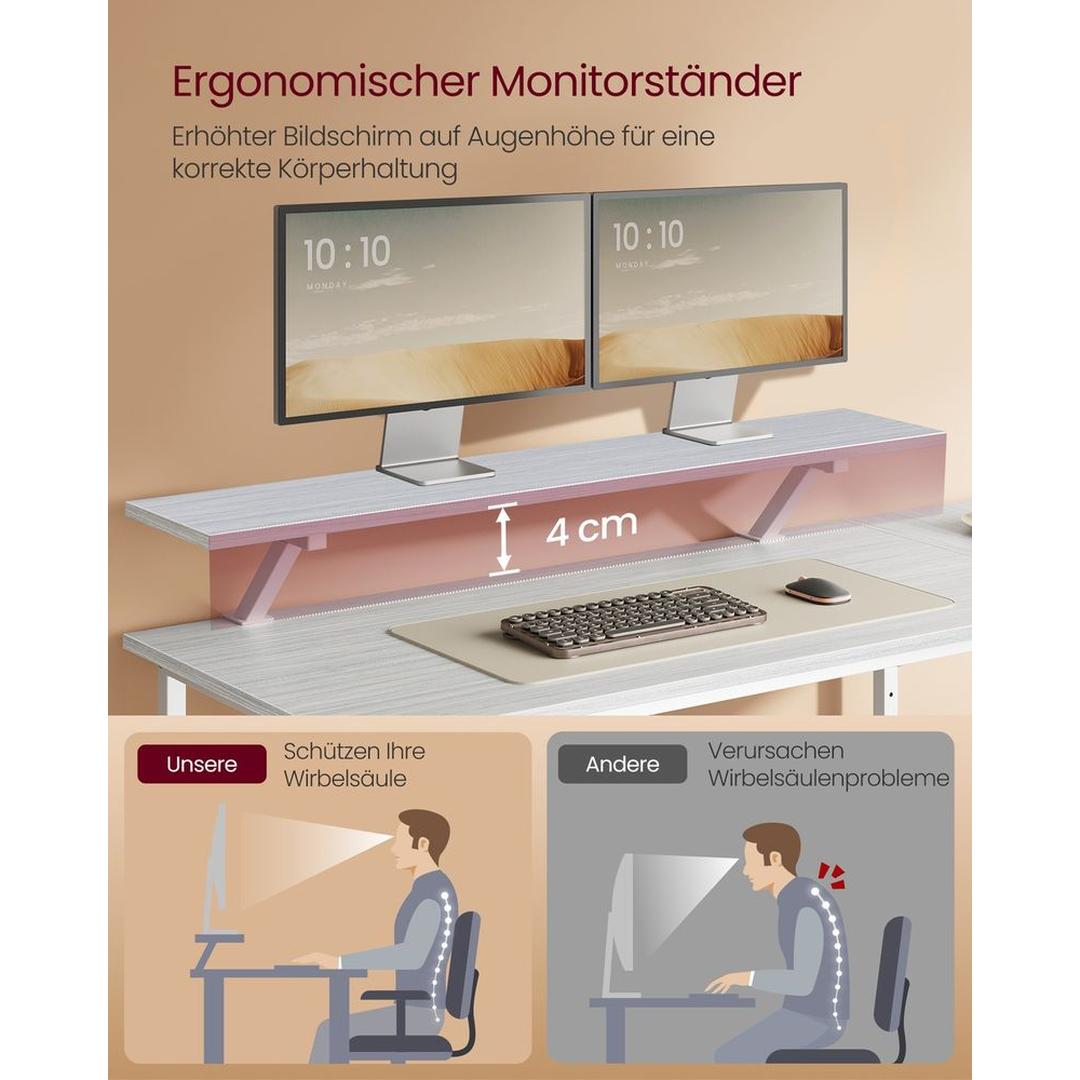 L-Vormig Bureau met Lades – Hoekbureau met Verstelbare Plank en Stalen Frame, 105 × 135 cm