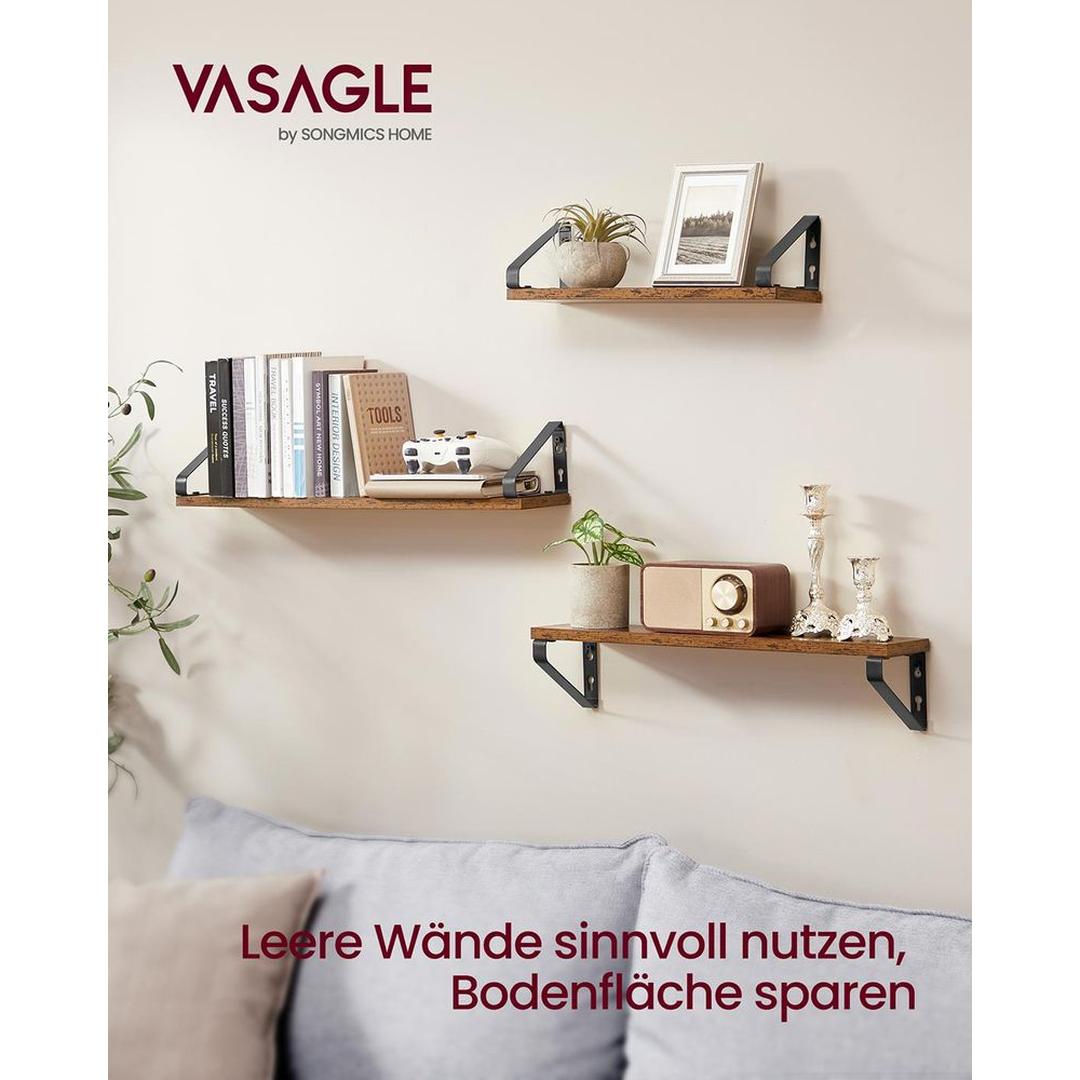 Set van 3 Wandplanken in Industriële Stijl – Metalen Wandrekken voor Woonkamer, Keuken of Hal