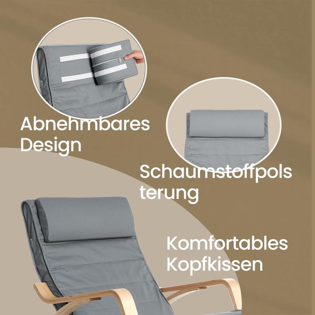 Schommelstoel met 5-standen Verstelbare Voetensteun en Armleuningen – Comfortabele Relaxstoel voor Woonkamer of Leeshoek