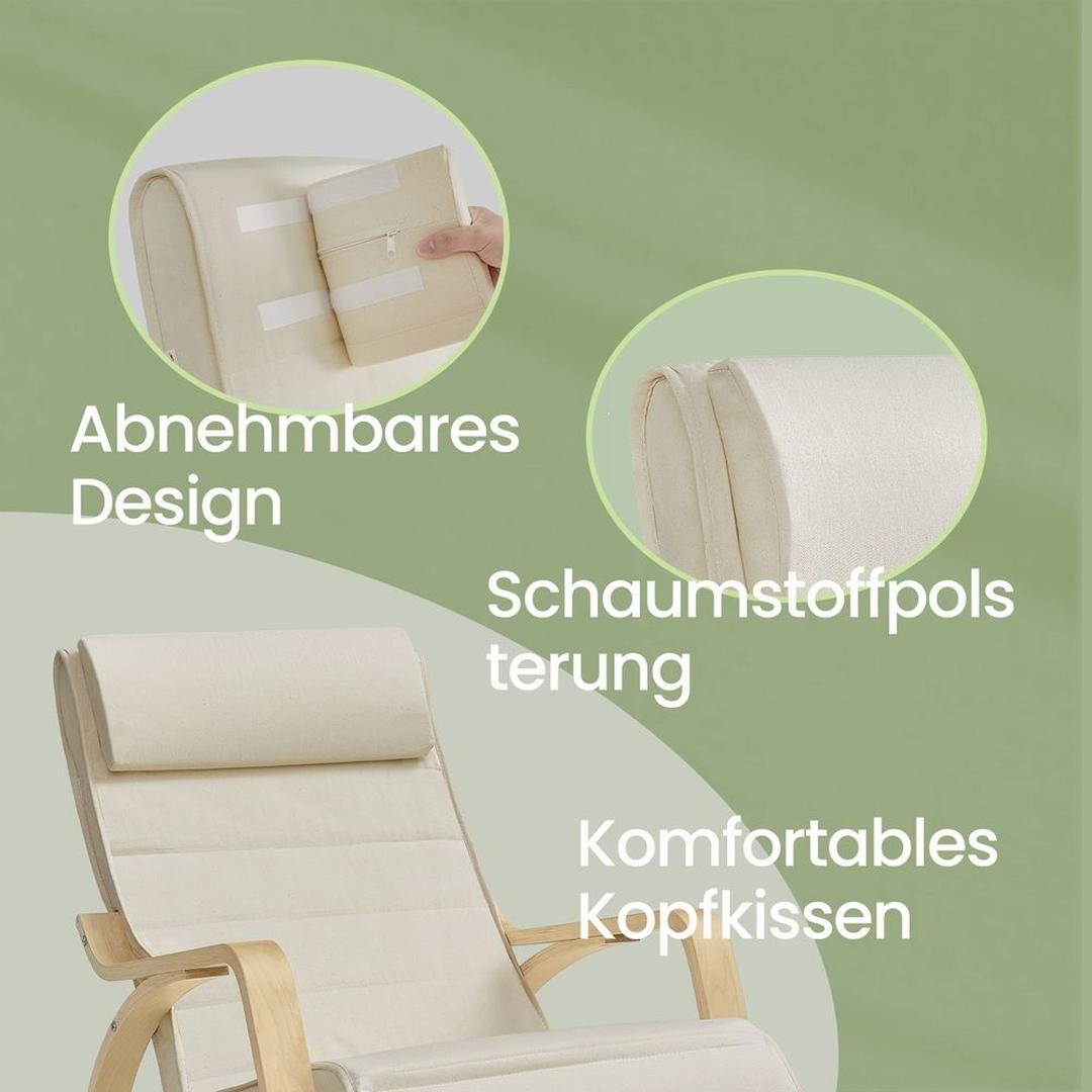Schommelstoel met 5-standen Verstelbare Voetensteun en Armleuningen – Comfortabele Relaxstoel voor Woonkamer of Leeshoek