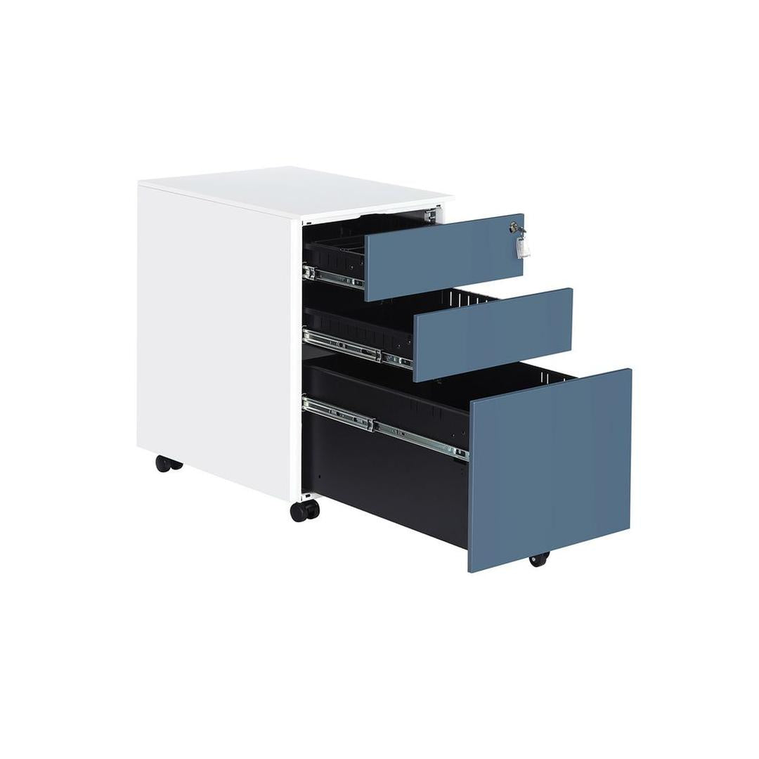 Verrijdbare Ladecontainer met 3 Lades – Zwarte of witte Opbergunit op Wielen voor Kantoor of Thuis