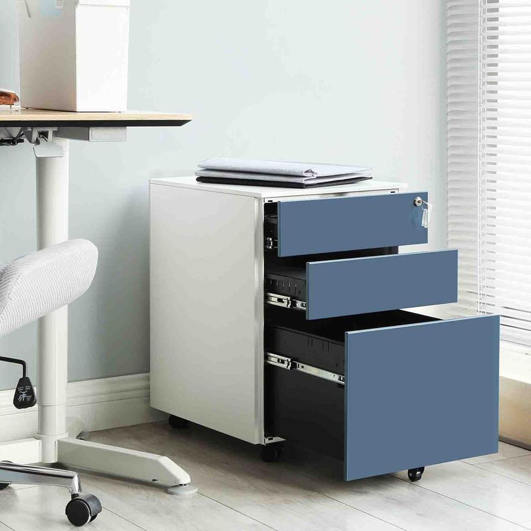 Verrijdbare Ladecontainer met 3 Lades – Zwarte of witte Opbergunit op Wielen voor Kantoor of Thuis