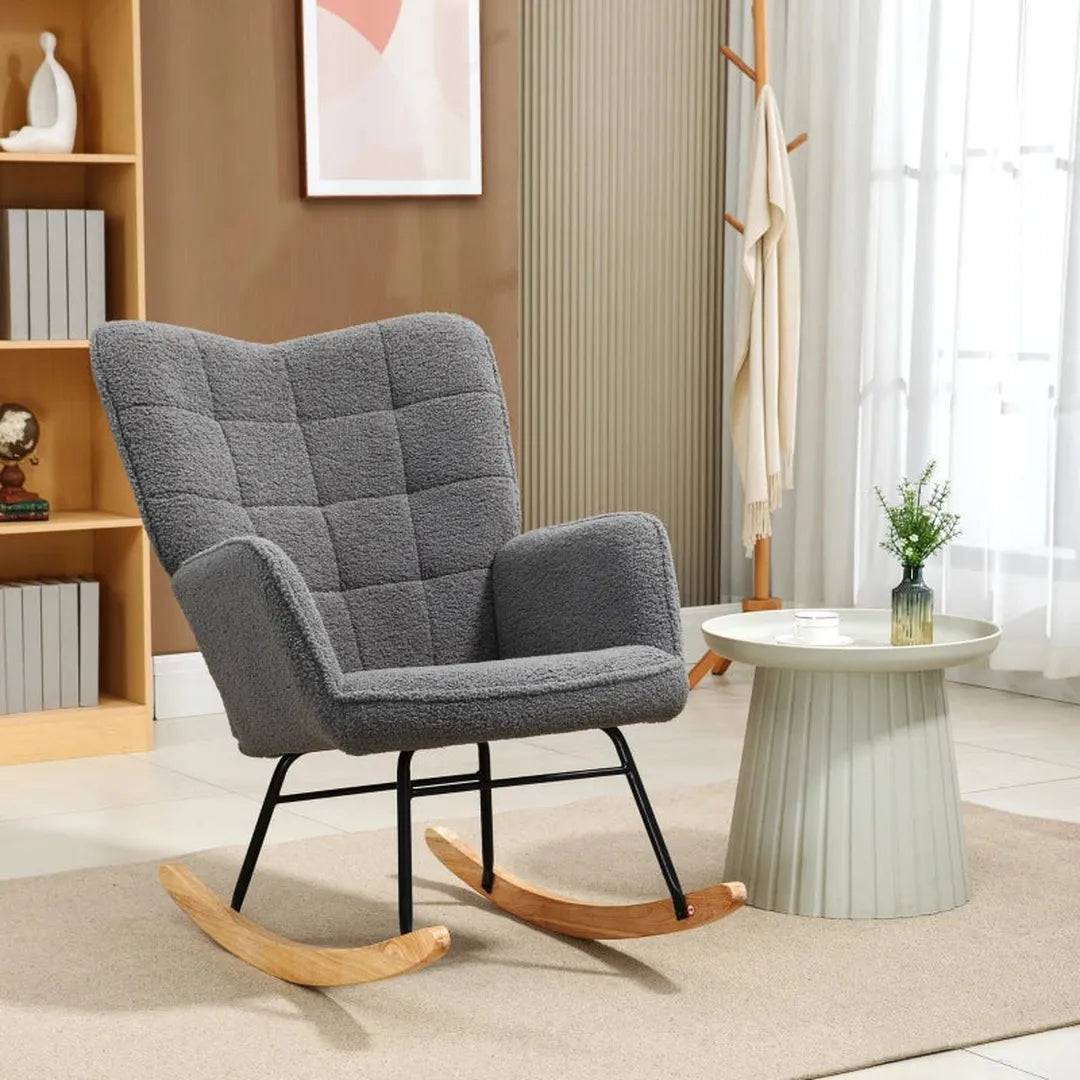 Schommelstoel van massief hout – fauteuil – 98 x 71 x 101 cm – natuurlijk hout