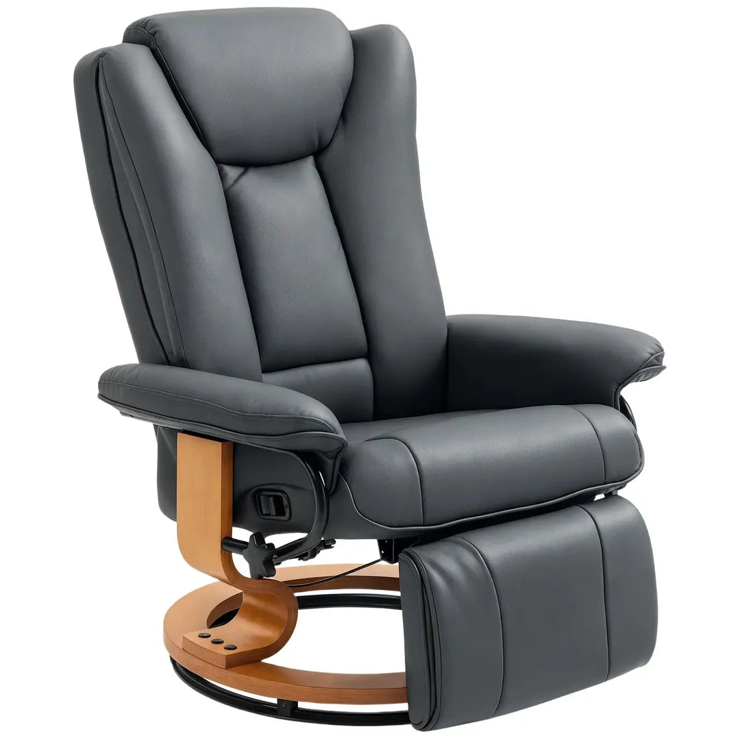 Relaxfauteuil met Ligfunctie – Draaibaar – Kunstleer Zwart – Stalen Frame – Max. 150 kg