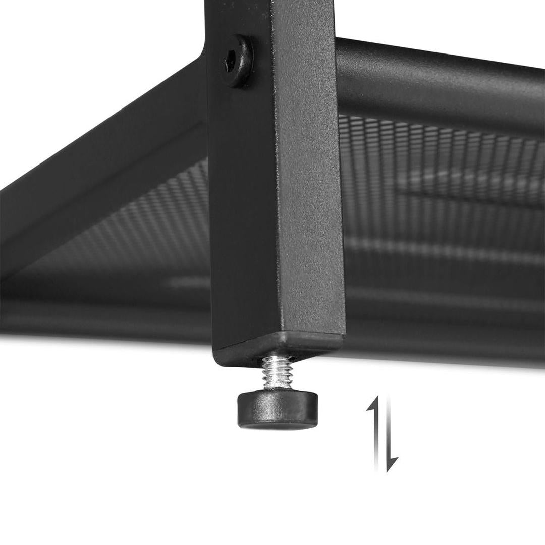 Schoenenbank met 2 Metalen Roosterplanken – Industriële Zitbank met Schoenenrek en Stalen Frame