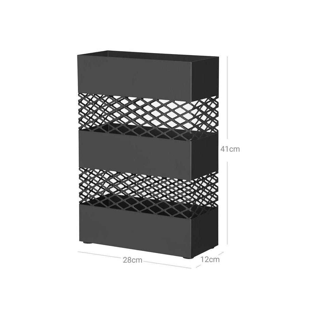 Paraplubak met 4 Haken – Metalen Parapluhouder met Lekbak in Antraciet