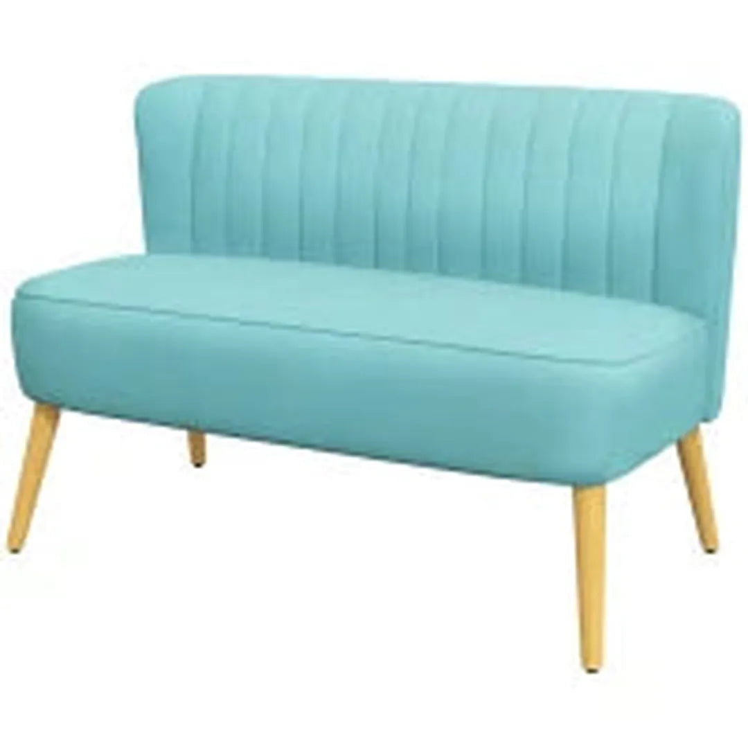 2-zits stoffen bank – gestoffeerd met fluweelachtig polyester – donker groen – houtframe – 117 x 56,5 x 77 cm
