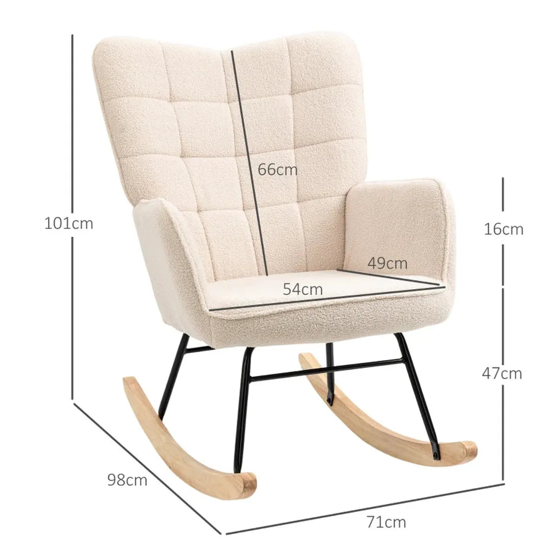 Schommelstoel van massief hout – fauteuil – 98 x 71 x 101 cm – natuurlijk hout