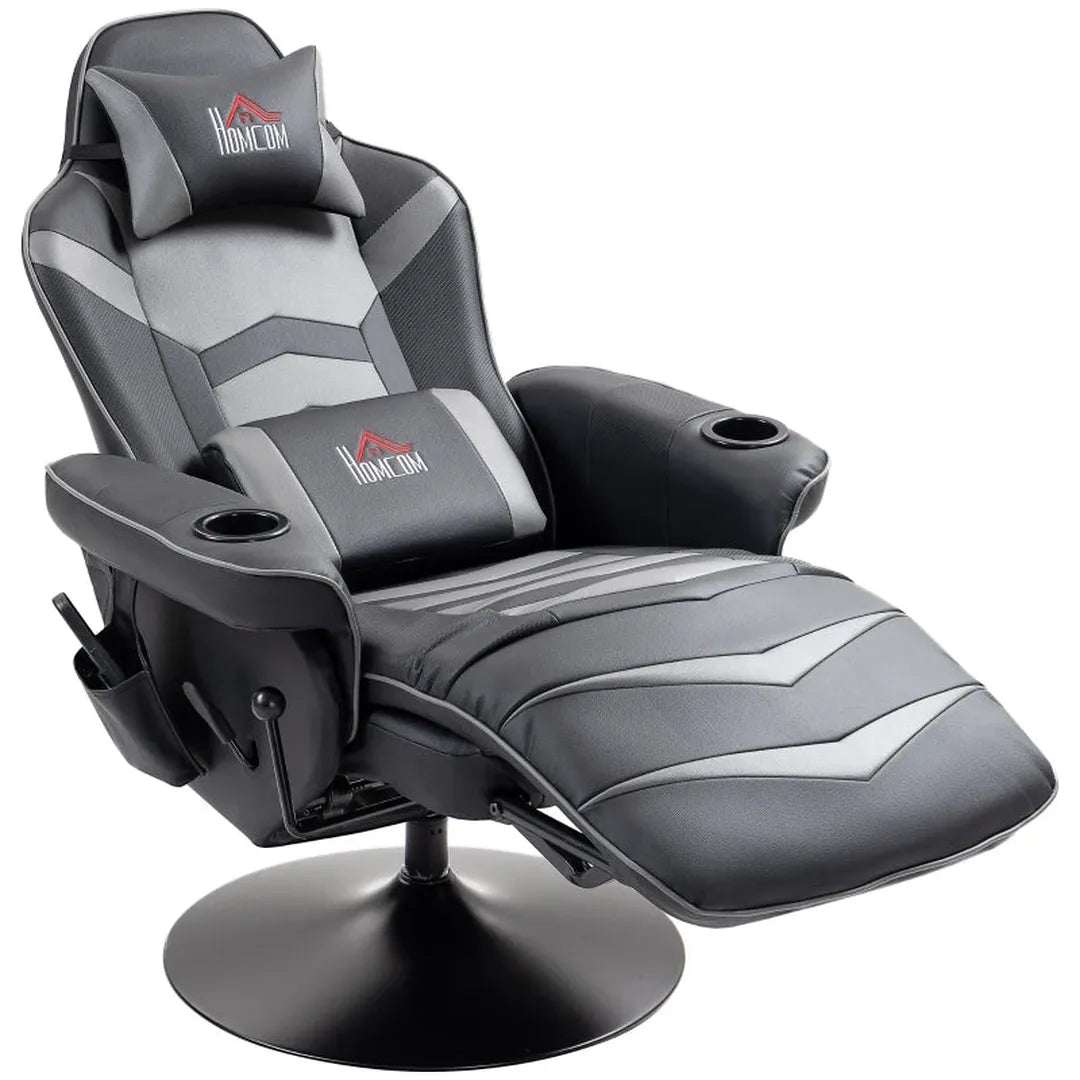 Gamingstoel met massagefunctie – verstelbare rugleuning – voetsteun – staalframe – kunstleer – max. 120 kg