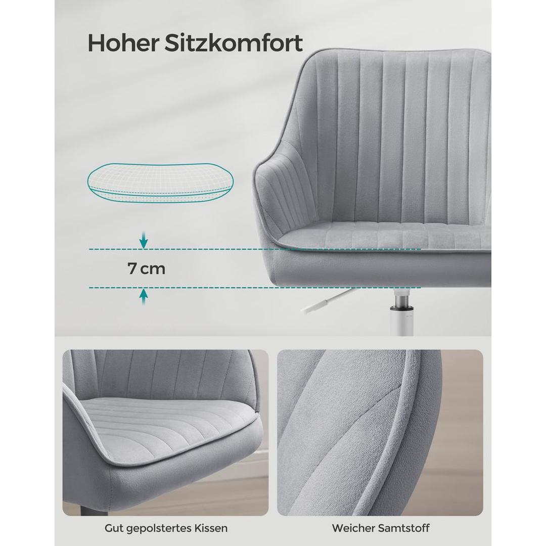 In Hoogte Verstelbare Bureaustoel met Fluwelen Bekleding – Comfortabele Stoel voor Thuiswerk en Kantoor