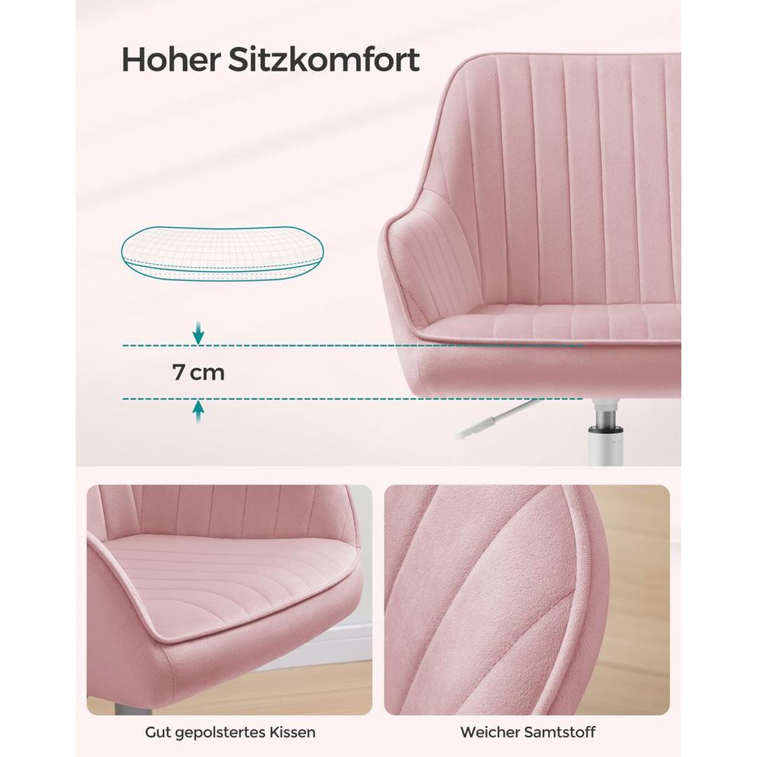 In Hoogte Verstelbare Bureaustoel met Fluwelen Bekleding – Comfortabele Stoel voor Thuiswerk en Kantoor