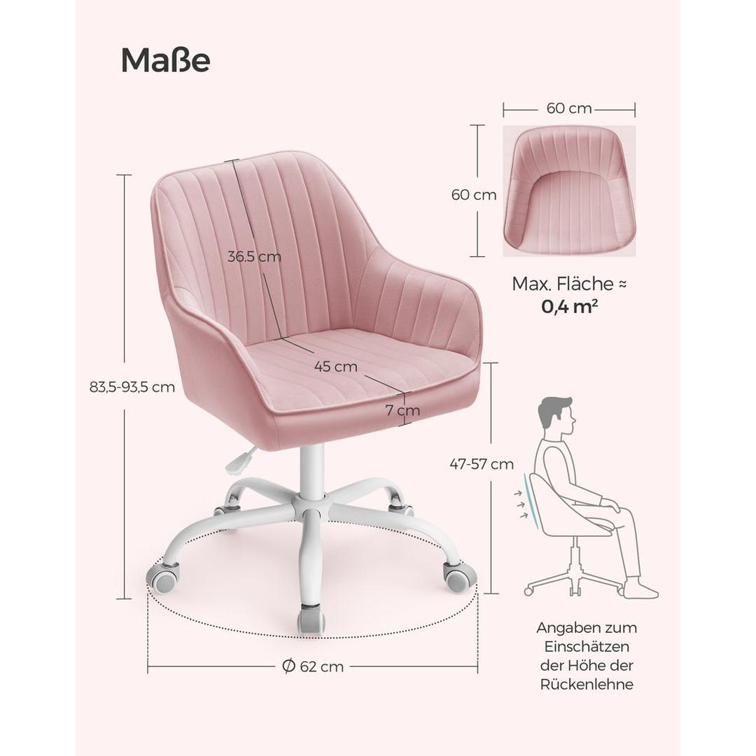 In Hoogte Verstelbare Bureaustoel met Fluwelen Bekleding – Comfortabele Stoel voor Thuiswerk en Kantoor