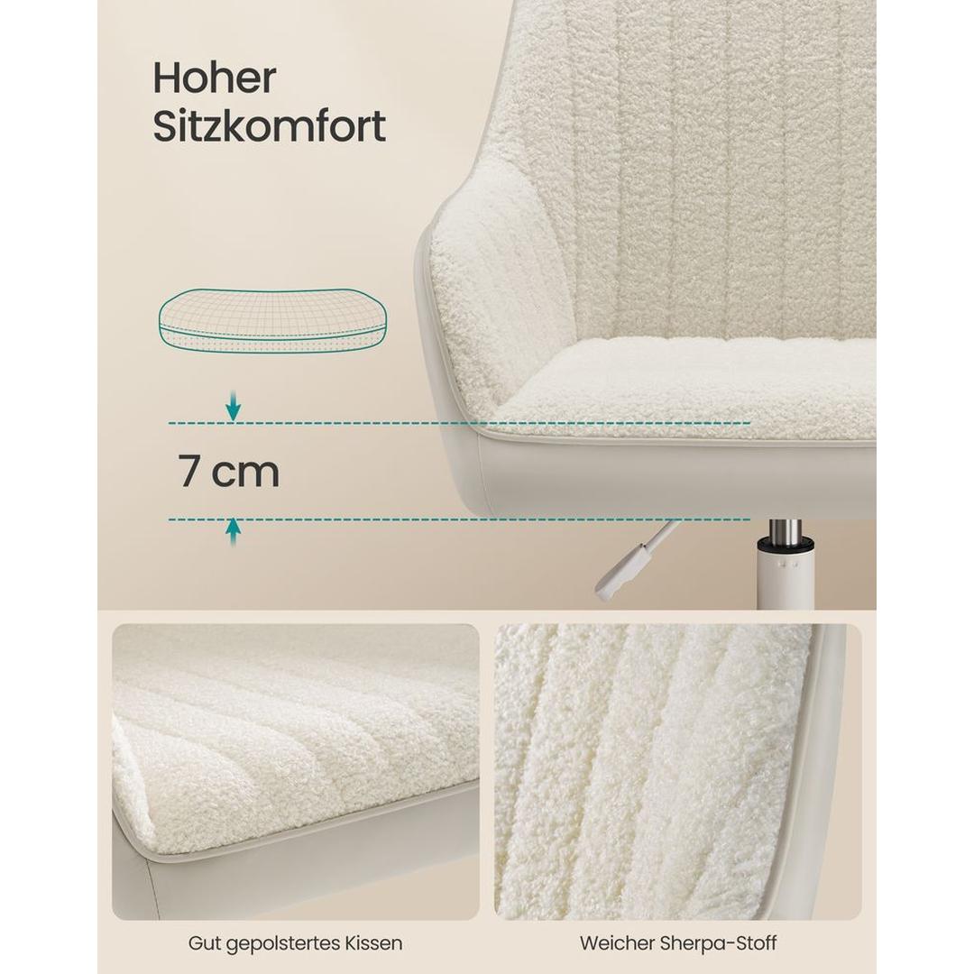 In Hoogte Verstelbare Bureaustoel met Fluwelen Bekleding – Comfortabele Stoel voor Thuiswerk en Kantoor