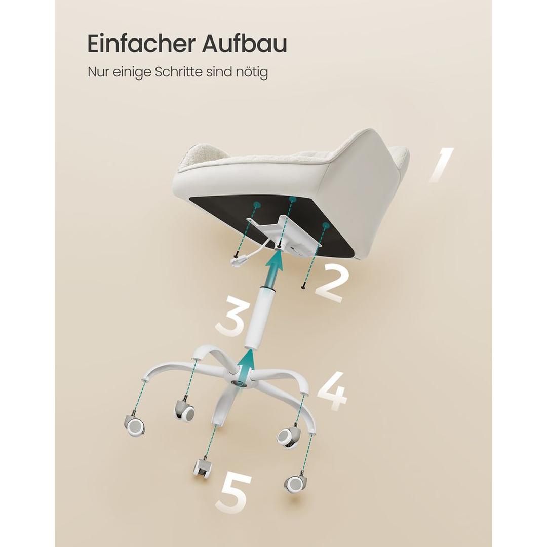 In Hoogte Verstelbare Bureaustoel met Fluwelen Bekleding – Comfortabele Stoel voor Thuiswerk en Kantoor