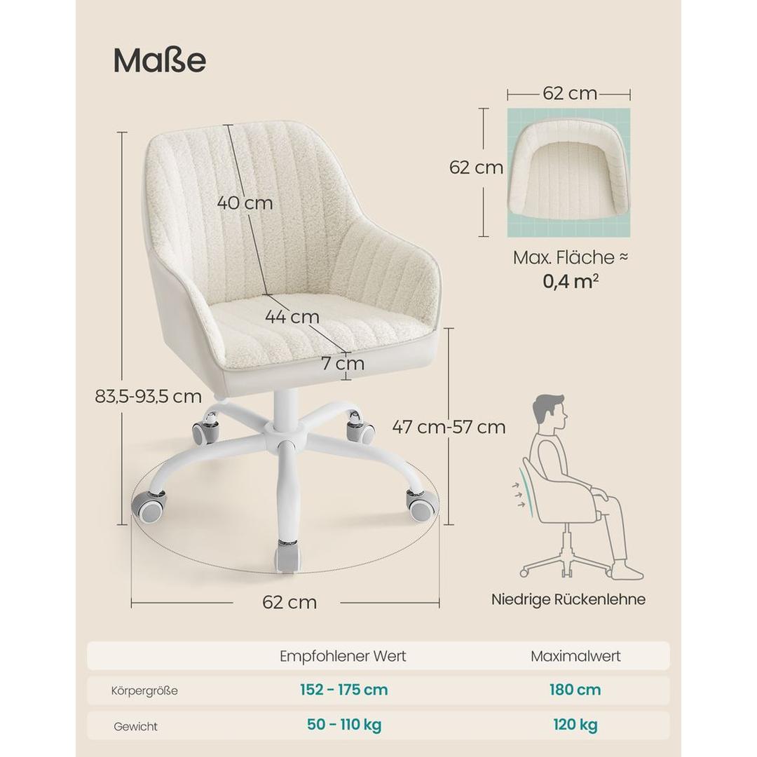 In Hoogte Verstelbare Bureaustoel met Fluwelen Bekleding – Comfortabele Stoel voor Thuiswerk en Kantoor