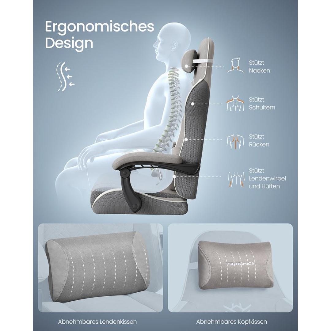 Ergonomische Gamingstoel met Voetensteun en Vering – Zwarte Bureaustoel met Verstelbare Rugleuning en Armleuningen