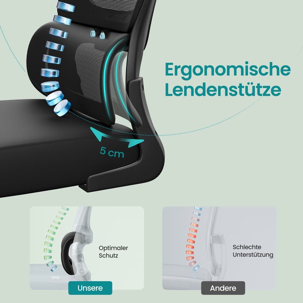 Ergonomische Bureaustoel met Netbespanning en Opklapbare Armleuningen – Comfortabele Werkstoel voor Thuis en Kantoor