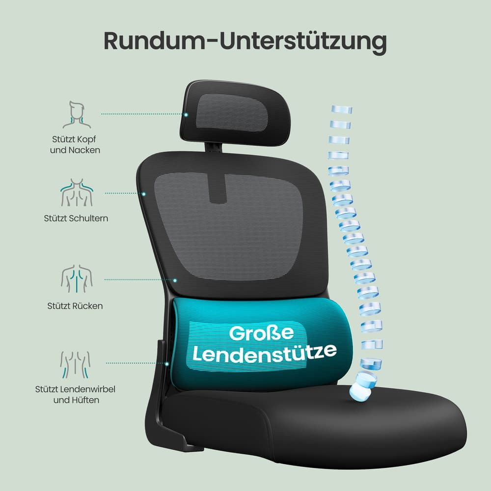 Ergonomische Bureaustoel met Netbespanning en Opklapbare Armleuningen – Comfortabele Werkstoel voor Thuis en Kantoor