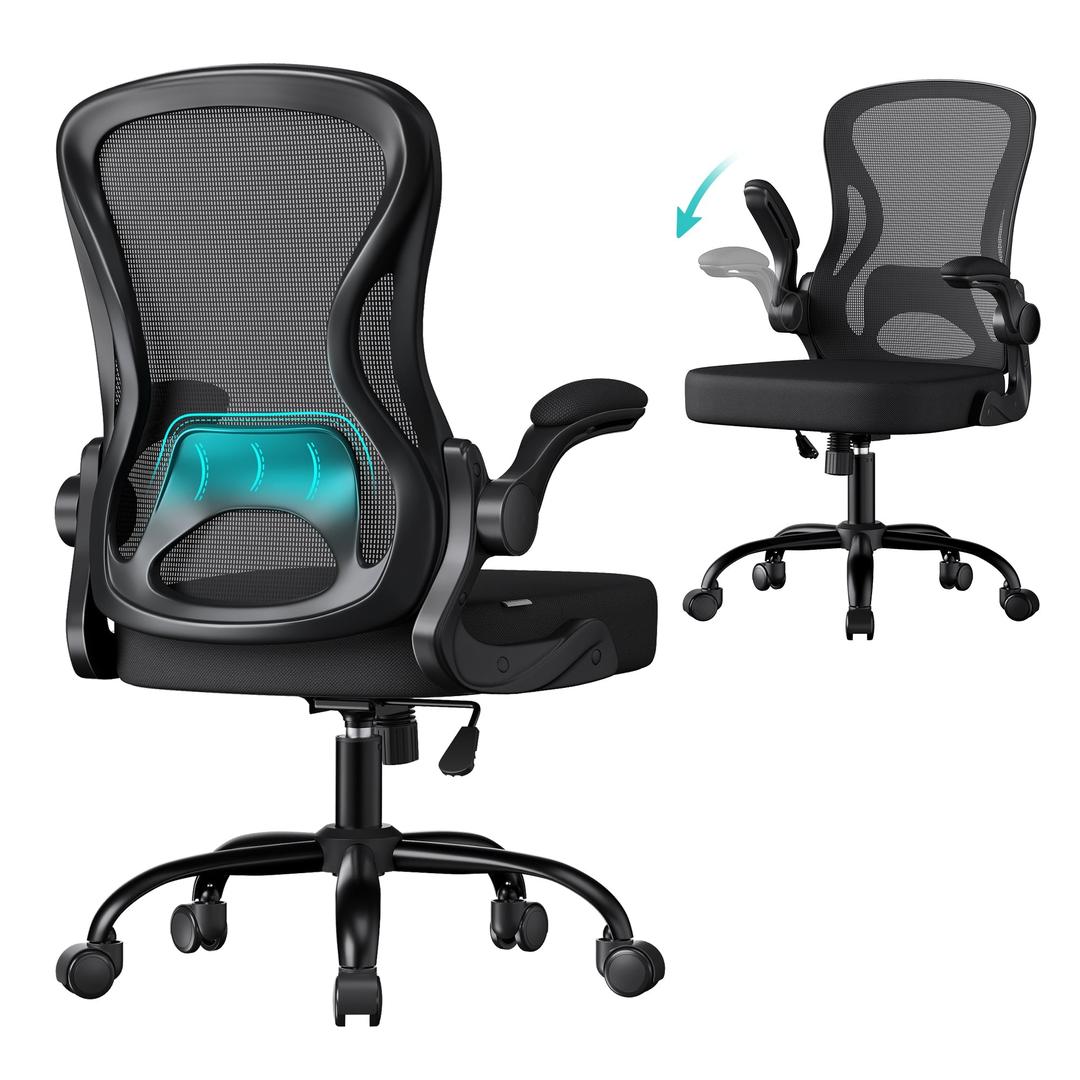 Ergonomische bureaustoel – in hoogte verstelbaar, opklapbare armleuningen, ademende mesh bekleding