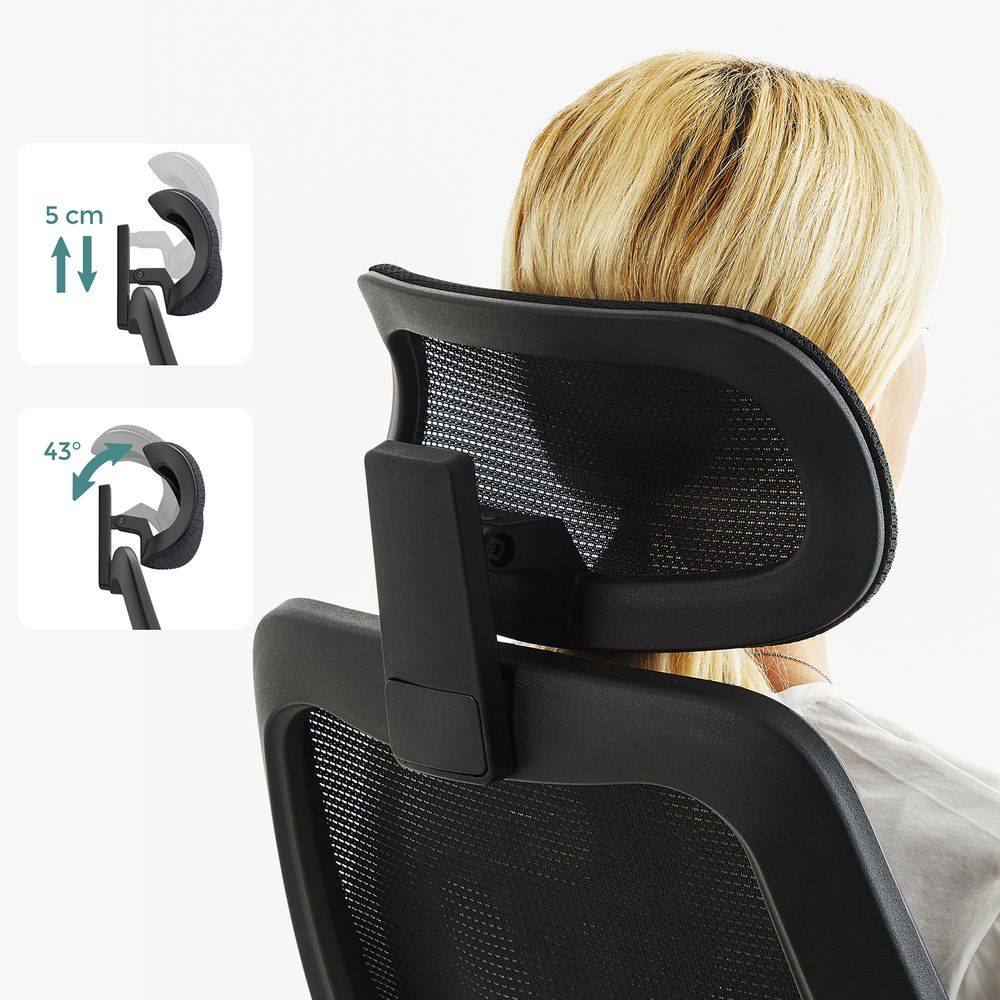 Zwarte Bureaustoel met Verstelbare Armleuningen – In Hoogte Instelbare Werkstoel voor Thuis en Kantoor