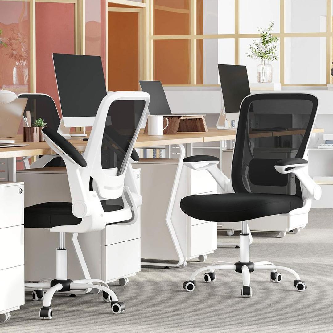Bureaustoel met Opklapbare Armleuningen – Ergonomisch Zitcomfort – In Hoogte Verstelbaar voor Werkplek en Thuis