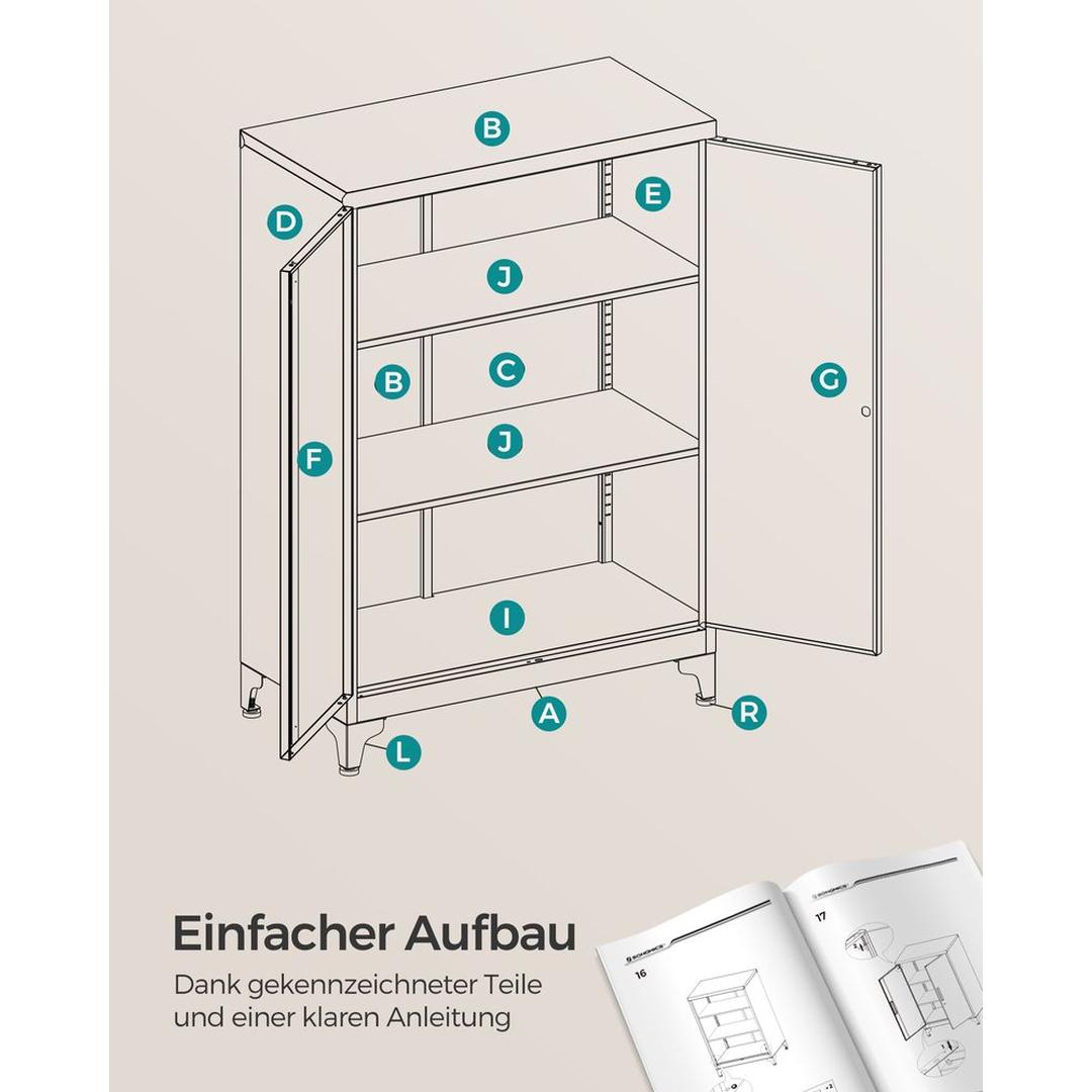 Stalen Opbergkast met Deuren – Stevige Bergkast voor Kantoor, Werkplaats of Bijkeuken