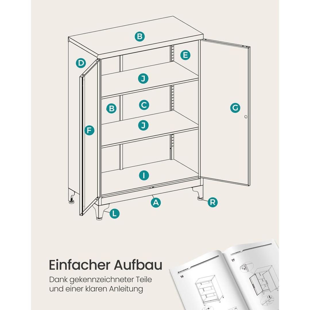 Stalen Opbergkast met Deuren – Stevige Bergkast voor Kantoor, Werkplaats of Bijkeuken