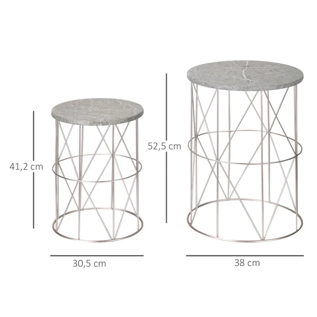 Bijzettafels Set van 2 – Stapelbaar met Opbergruimte – Scandinavisch Design – Zwart