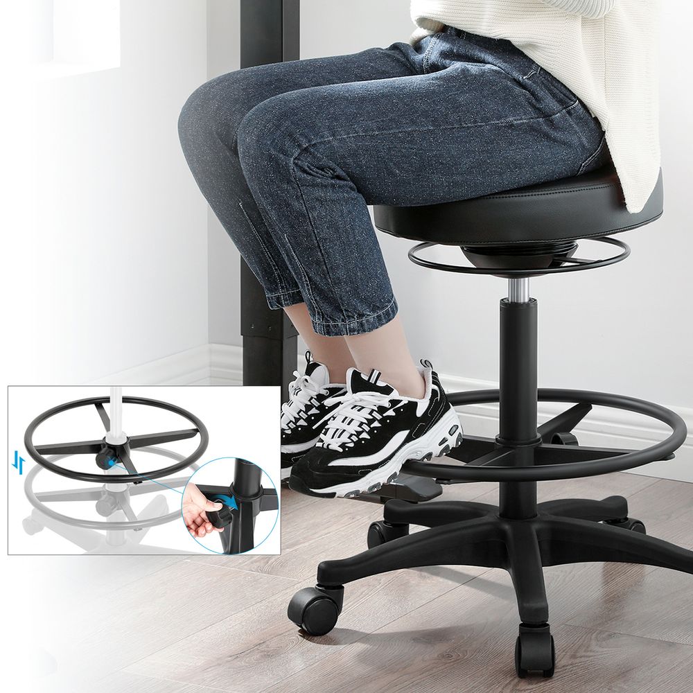 Zwarte Bureaukruk Verstelbaar van 59,5 tot 81 cm – In Hoogte Instelbare Werkkruk voor Kantoor of Werkplek