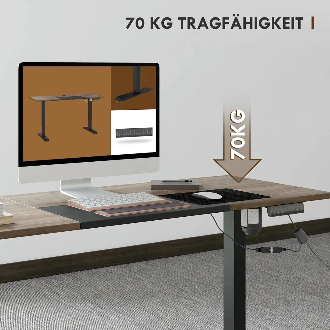 In hoogte verstelbaar sta-bureau – elektrisch computertafel met geheugenfunctie, 140 × 70 × 72–116 cm, wit