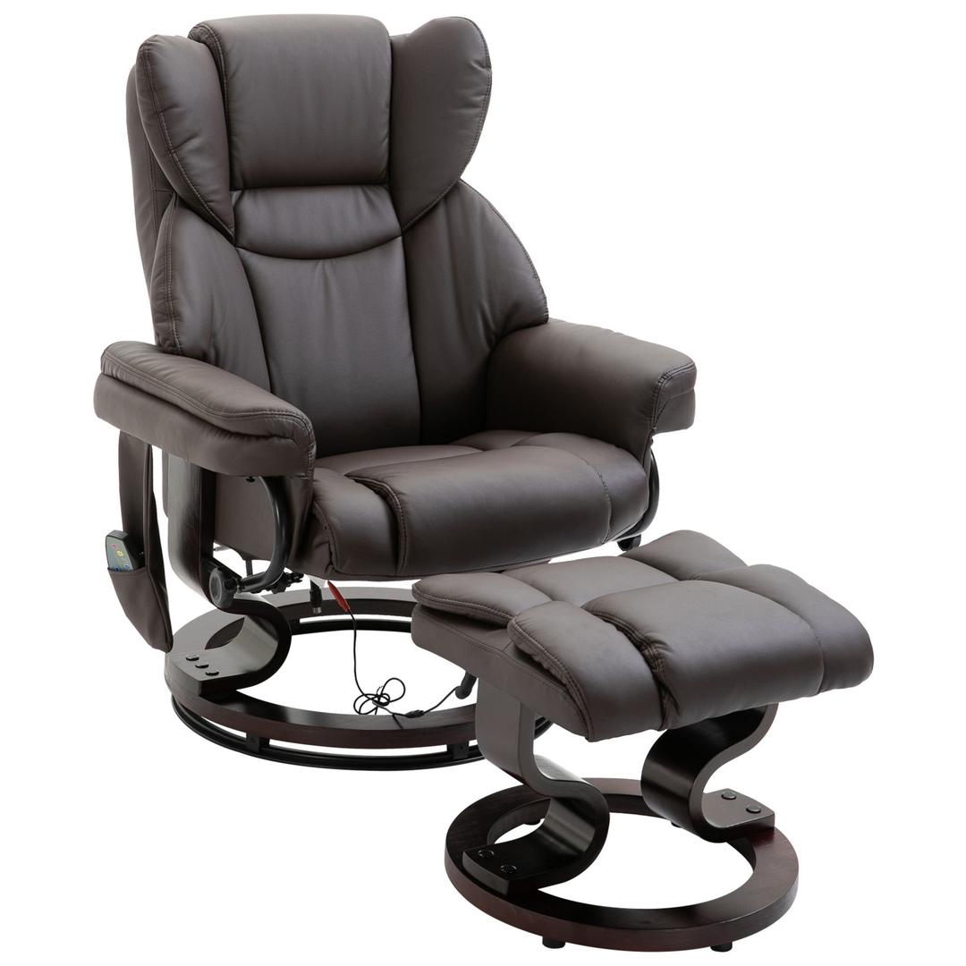 Relaxfauteuil met Massagefunctie en Voetenbank – Kunstleer Zwart – Verstelbaar 79 × 82 × 101 cm