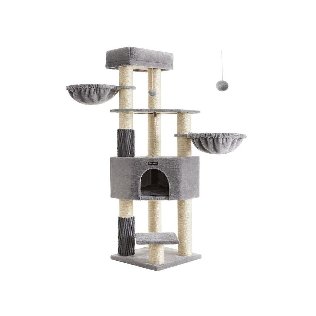 Krabpaal 160 cm met Platforms – 50 × 50 cm – Crème-Beige Klim- en Speelmeubel voor Katten