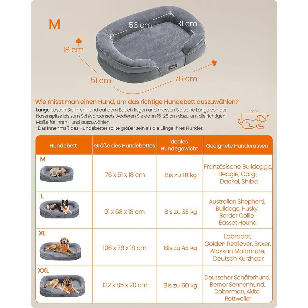 Orthopedische hondenmand met afneembare hoes – waterdicht en antislip – M, L, XL of XXL