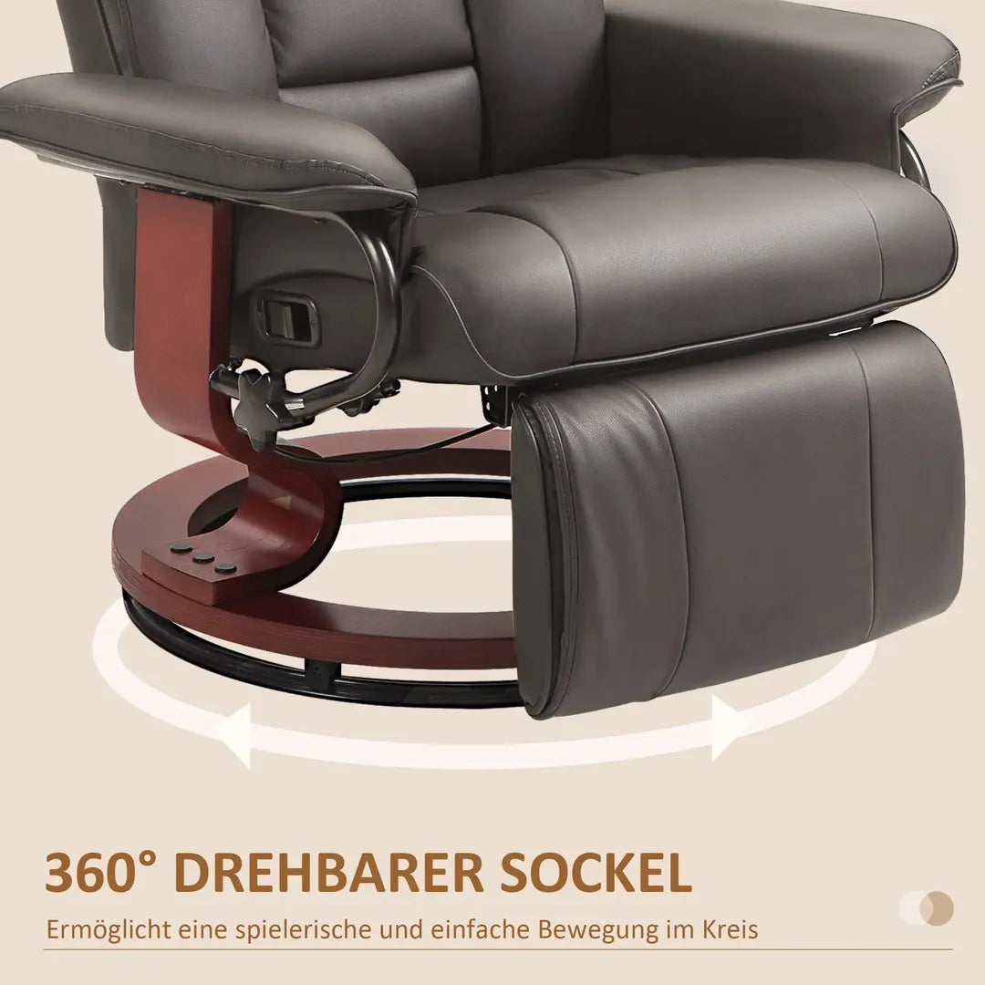 Relaxfauteuil met Ligfunctie – Draaibaar – Kunstleer Zwart – Stalen Frame – Max. 150 kg