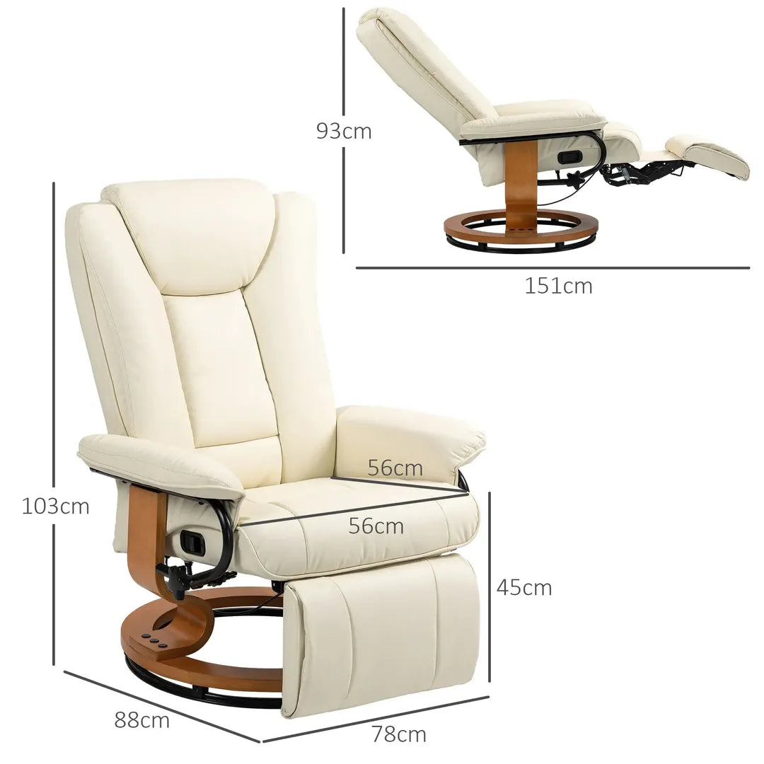 Relaxfauteuil met Ligfunctie – Draaibaar – Kunstleer Zwart – Stalen Frame – Max. 150 kg
