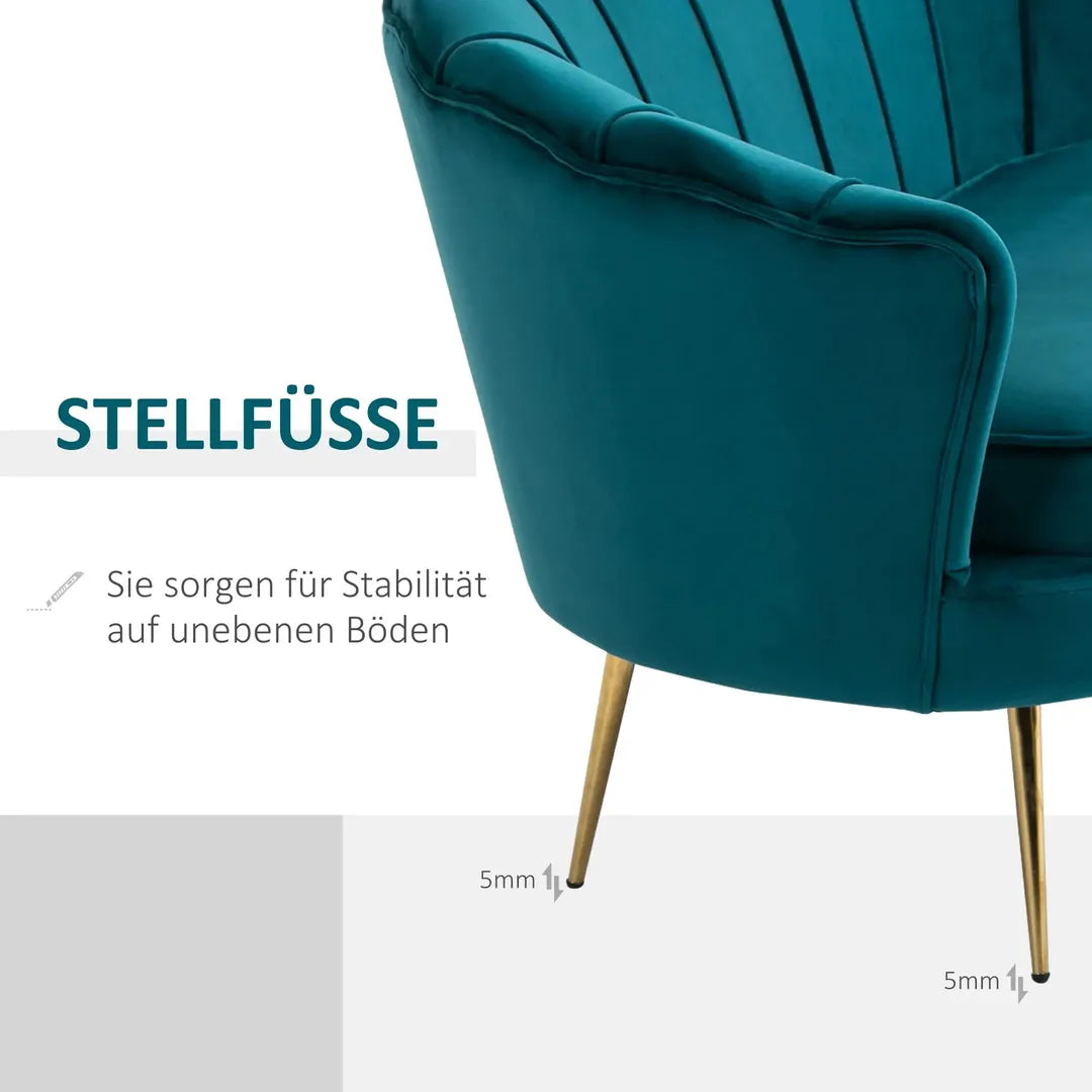 Bank 2-Zits – Stoffen Bekleding in Fluweeloptiek – Crème/Goud – Belastbaar tot 150 kg