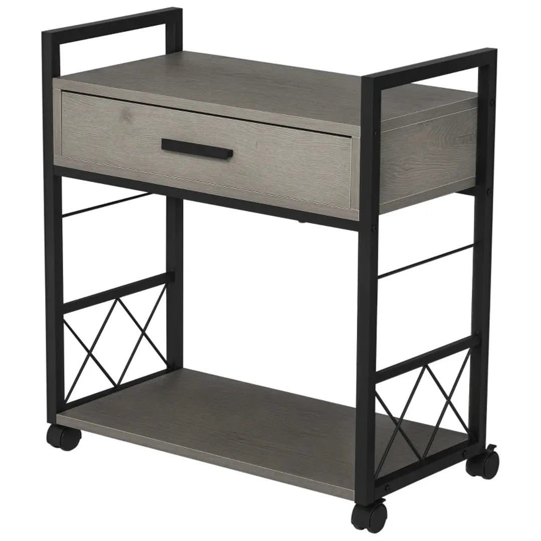 Keukenwagen met Lade en Legplank – Serveerwagen op Wielen van Spaanplaat – 60 × 30 × 65 cm – Naturel