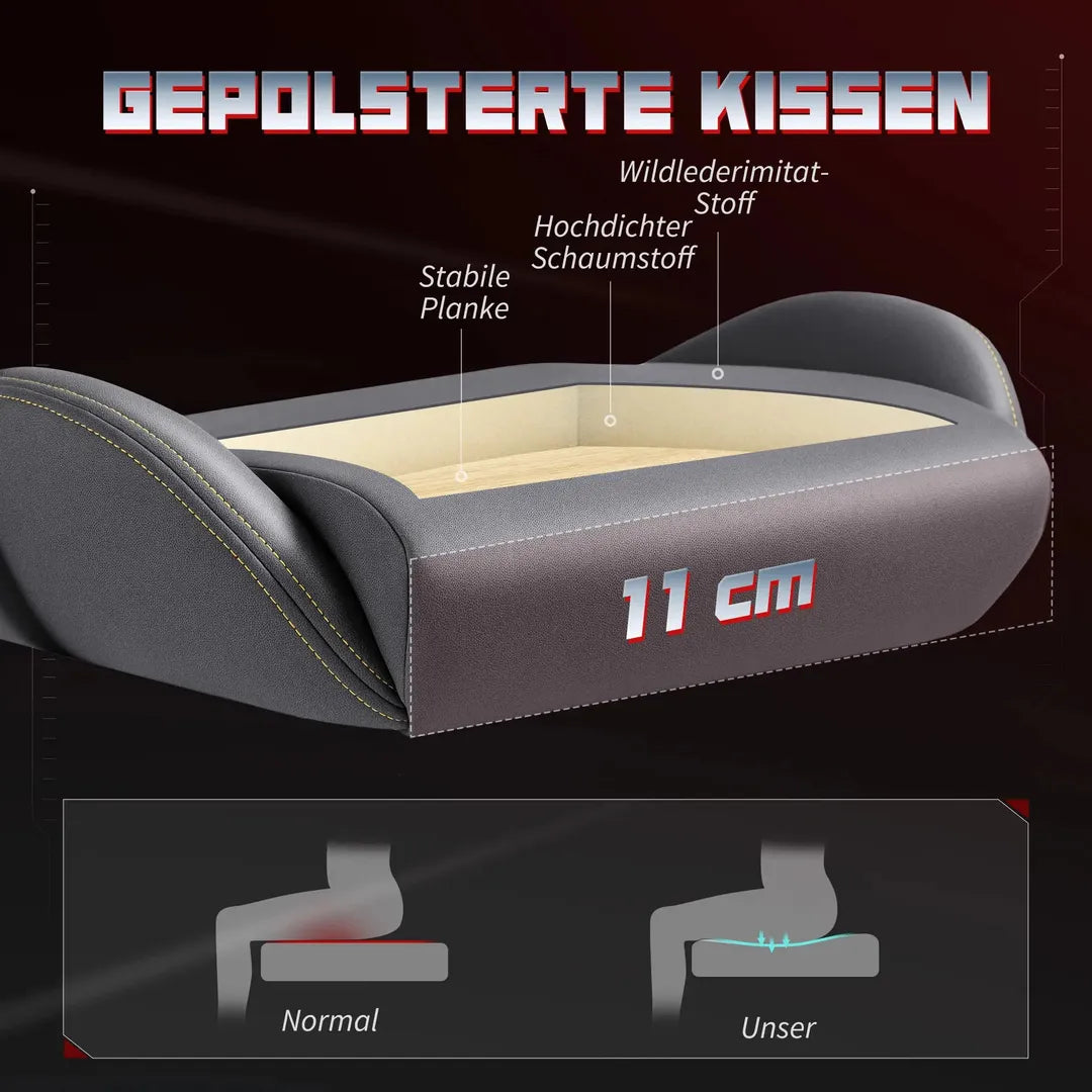 Ergonomische gamingstoel met 3D-armleuningen – verstelbare rugleuning, lendensteun en wielen, grijs