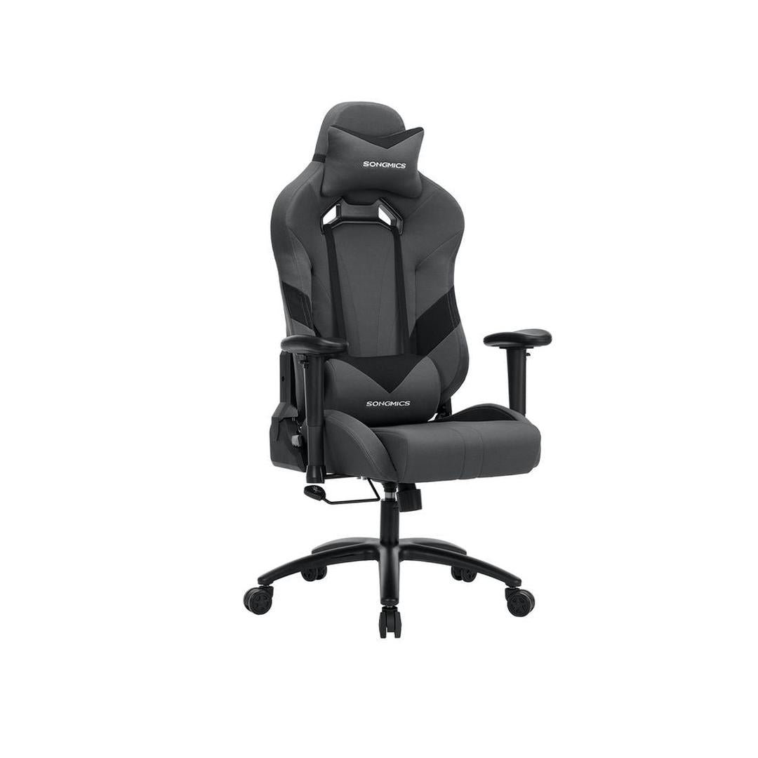 Grijze Gamestoel met Lendenkussen – Ergonomische Bureaustoel met Verstelbare Zithoogte