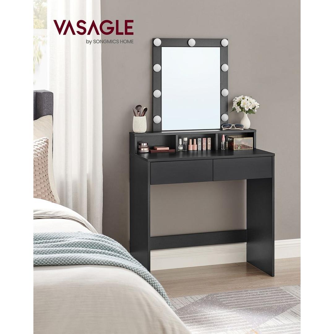 Kaptafel met LED-Verlichting – Make-uptafel met Spiegel en Opbergruimte