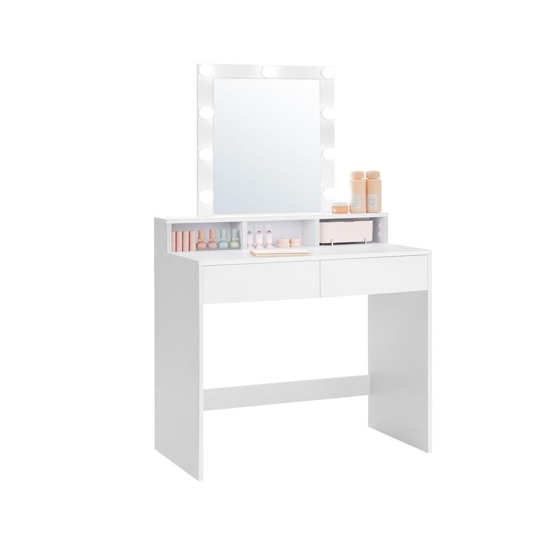 Kaptafel met LED-Verlichting – Make-uptafel met Spiegel en Opbergruimte