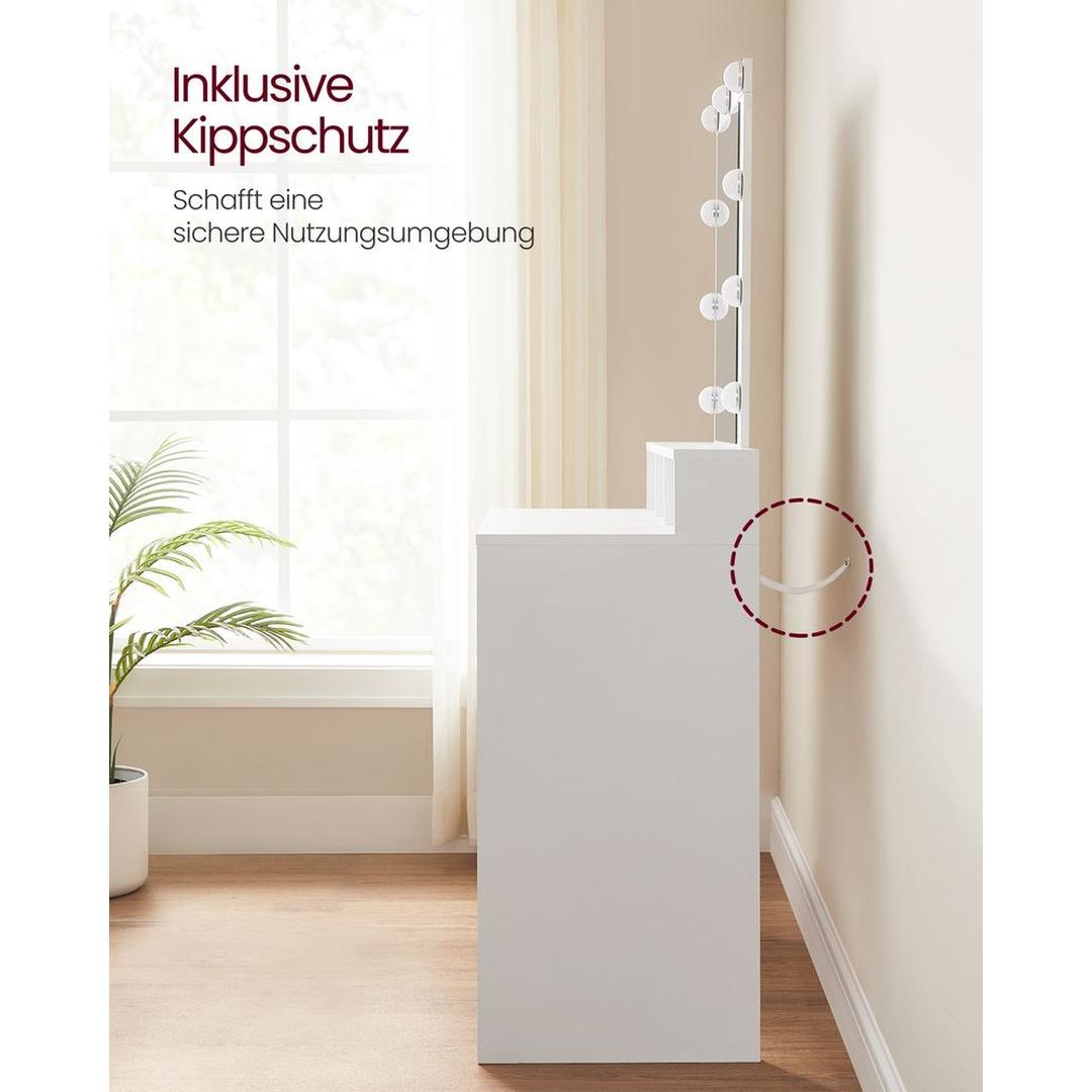 Kaptafel met LED-Verlichting – Make-uptafel met Spiegel en Opbergruimte